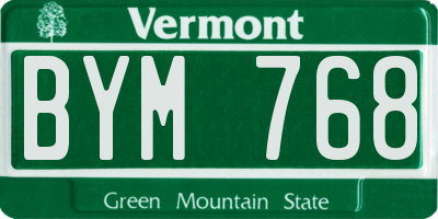 VT license plate BYM768