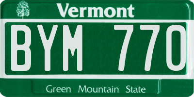 VT license plate BYM770