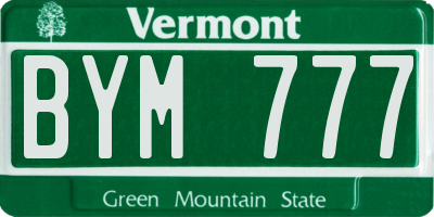 VT license plate BYM777