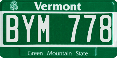 VT license plate BYM778