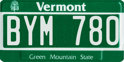 VT license plate BYM780
