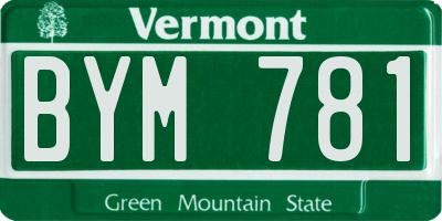 VT license plate BYM781