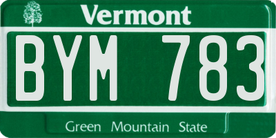 VT license plate BYM783