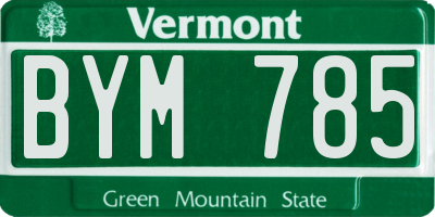 VT license plate BYM785