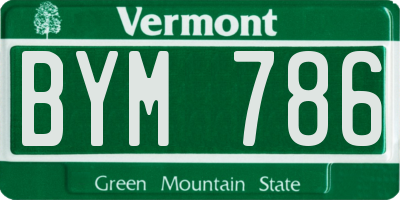VT license plate BYM786