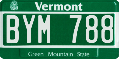 VT license plate BYM788