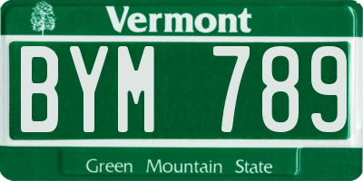 VT license plate BYM789