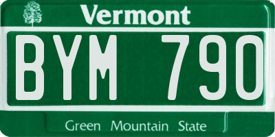VT license plate BYM790