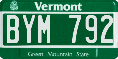 VT license plate BYM792