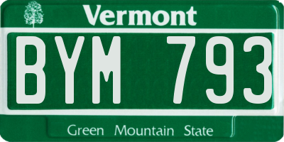 VT license plate BYM793
