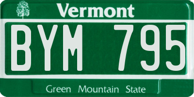 VT license plate BYM795