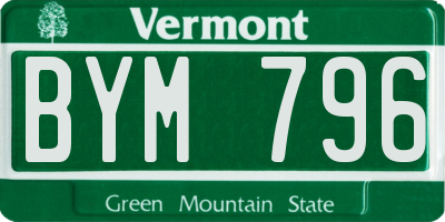 VT license plate BYM796