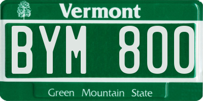VT license plate BYM800