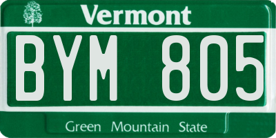 VT license plate BYM805