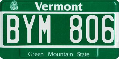 VT license plate BYM806