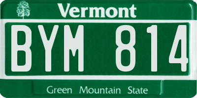 VT license plate BYM814