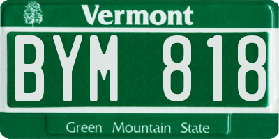VT license plate BYM818