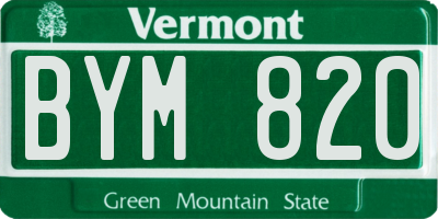 VT license plate BYM820