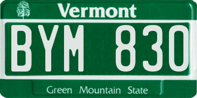 VT license plate BYM830