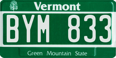 VT license plate BYM833