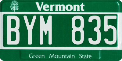 VT license plate BYM835