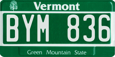 VT license plate BYM836