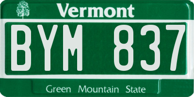 VT license plate BYM837