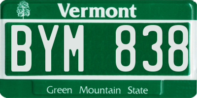 VT license plate BYM838
