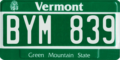 VT license plate BYM839