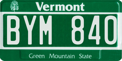 VT license plate BYM840