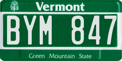 VT license plate BYM847