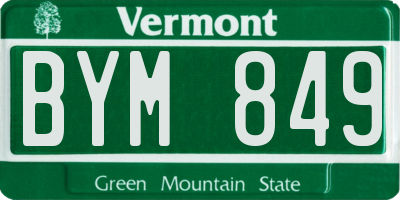 VT license plate BYM849