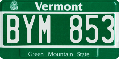 VT license plate BYM853