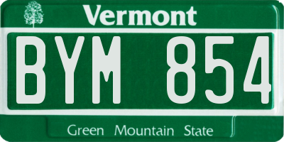 VT license plate BYM854