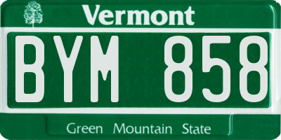 VT license plate BYM858