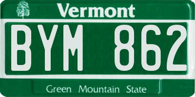VT license plate BYM862