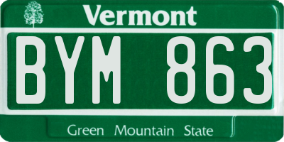 VT license plate BYM863