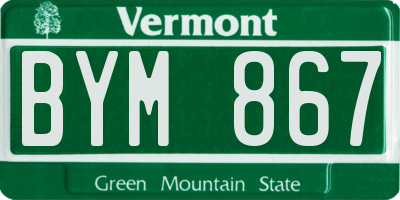VT license plate BYM867