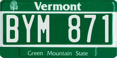VT license plate BYM871