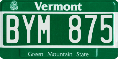 VT license plate BYM875