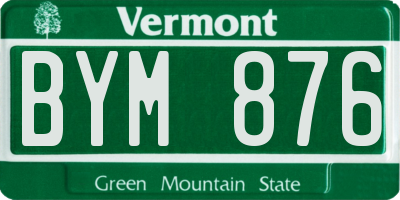 VT license plate BYM876