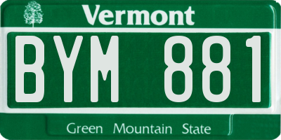 VT license plate BYM881