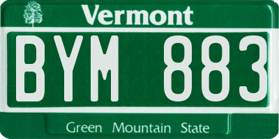 VT license plate BYM883