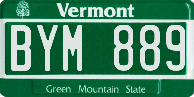 VT license plate BYM889