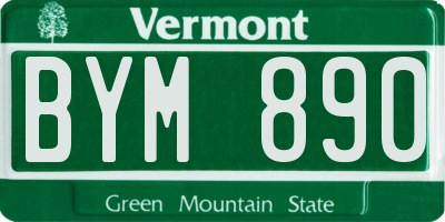 VT license plate BYM890