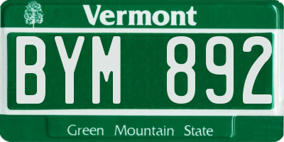 VT license plate BYM892