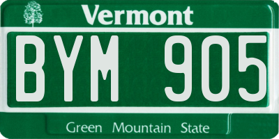 VT license plate BYM905