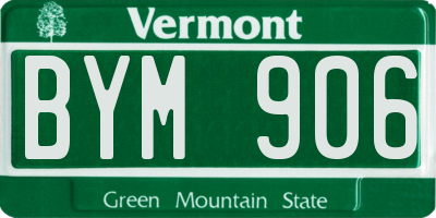 VT license plate BYM906