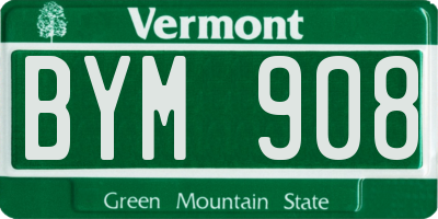 VT license plate BYM908