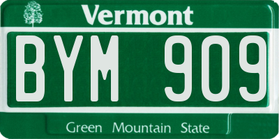 VT license plate BYM909